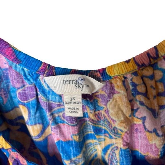 Terra & Sky Women's Plus Size Puff Sleeve Square Neck Babydoll Top 3x - Picture 5 of 7